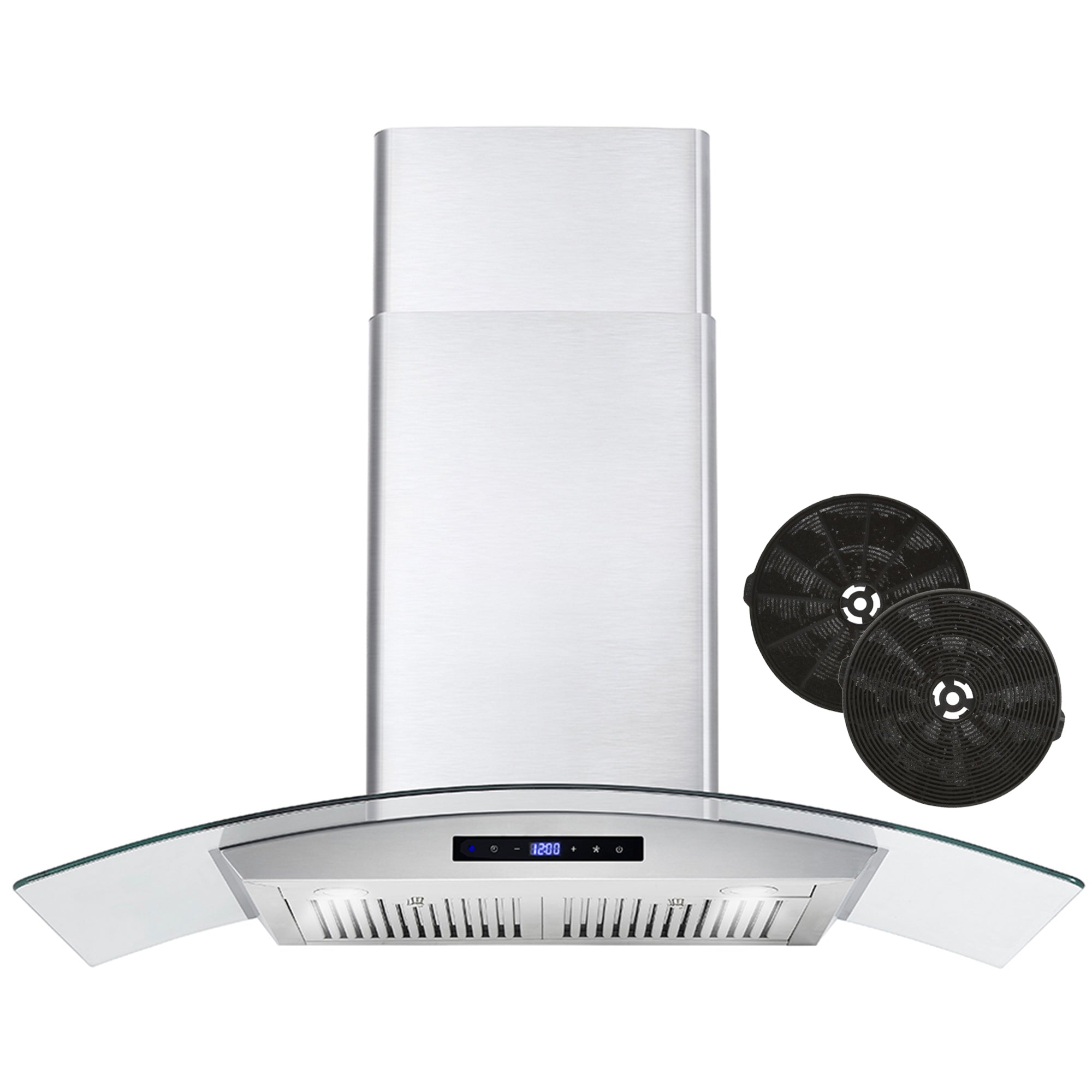 Cosmo 36" 380 CFM Ductless Wall Mount Glass Canopy Range Hood with Touch Controls Range Hood with Carbon Filters and LED Lights - COS-668AS900-DL