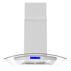 Cosmo 30" Ducted Island Range Hood in Stainless Steel with LED Lighting and Permanent Filters - COS-668ICS750