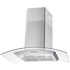 Cosmo 36" Ducted Wall Mount Range Hood in Stainless Steel with Push Button Controls, LED Lighting and Permanent Filters - COS-668WRC90