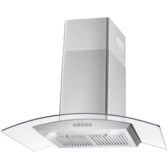 Cosmo 36" Ductless Wall Mount Range Hood in Stainless Steel with Push Button Controls, LED Lighting and Carbon Filter Kit for Recirculating - COS-668WRC90-DL