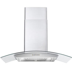 Cosmo 36" Ducted Wall Mount Range Hood in Stainless Steel with Push Button Controls, LED Lighting and Permanent Filters - COS-668WRC90