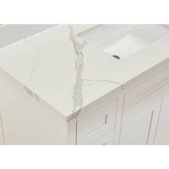 Altair 49" Single Sink Bathroom Vanity Countertop - Eivissia in Calacatta White