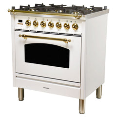 Hallman 30 in. Single Oven Duel Fuel Italian Range, Brass Trim HDFR30BS