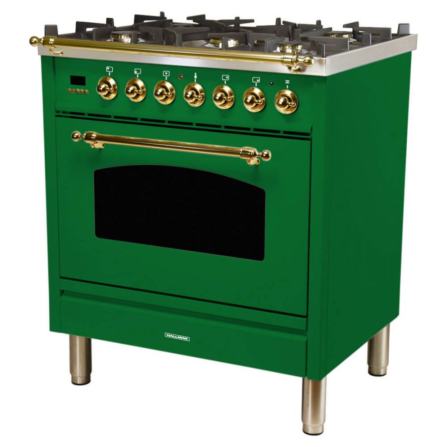 Hallman 30 in. Single Oven All Gas Italian Range, LP Gas, Brass Trim HGR30BSLP