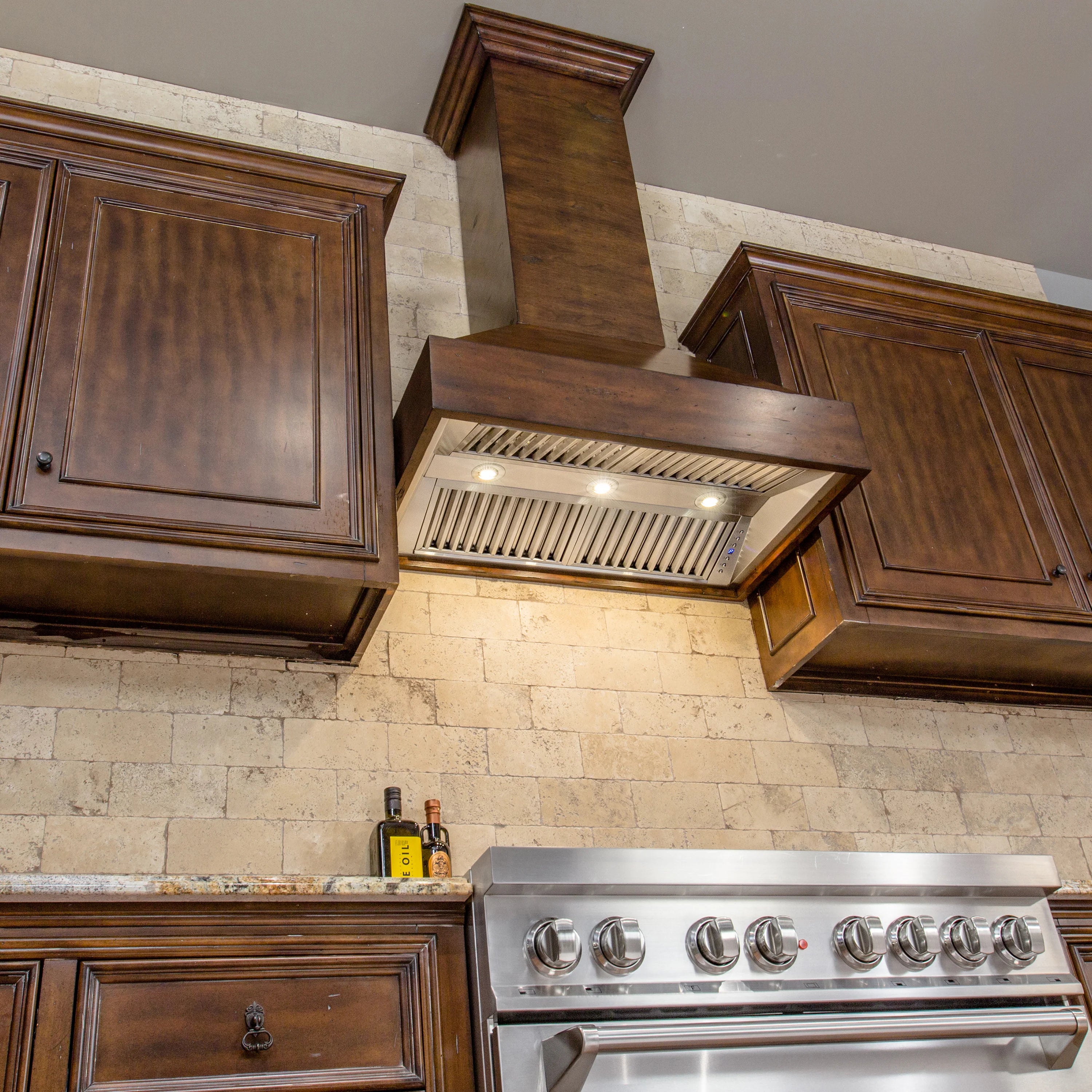 ZLINE Wooden Wall Mount Range Hood in Walnut and Hamilton - Includes Remote Motor (355WH-RD-3)
