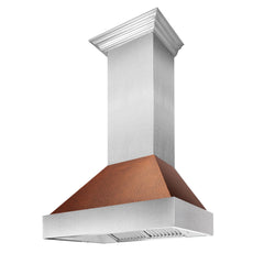 ZLINE Ducted DuraSnow® Stainless Steel Range Hood with Hand-Hammered Copper Shell - 8654HH
