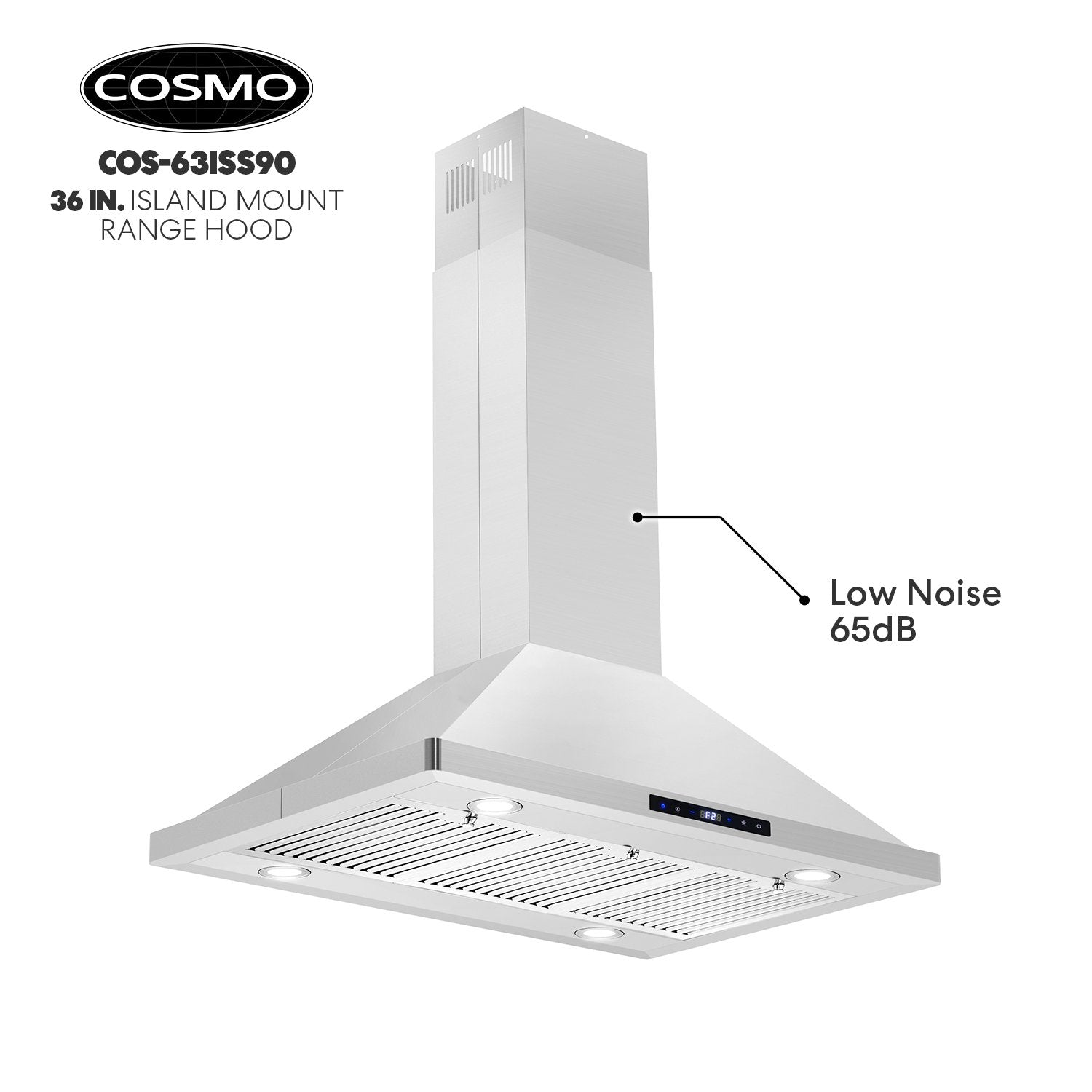 Cosmo 36-in 380-CFM Ductless Stainless Steel Island Range Hood with  Charcoal Filter in the Island Range Hoods department at