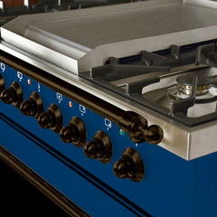 Hallman 36 in. Single Oven Duel Fuel Italian Range, LP Gas, Bronze Trim HDFR36BZLP