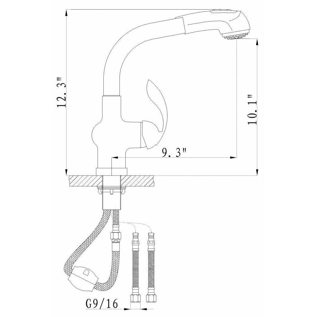 Alpha Solid Handle Pull-Out Faucet Model No. 91-566