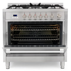 Cosmo 36" Single Oven Gas Range with 5 Burner Cooktop and 3.8 cu. ft. Heavy Duty Cast Iron Grates in Stainless Steel - COS-965AGFC