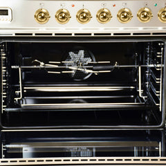 Hallman 36 in. Single Oven Duel Fuel Italian Range, LP Gas, Brass Trim HDFR36BSLP
