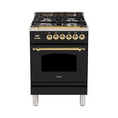 Hallman 24 in. Single Oven All Gas Italian Range, LP Gas, Brass Trim HGR24BSLP