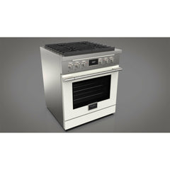 Fulgor Milano 30" Pro-Style Dual Fuel Range with 4 Sealed Burners,  4.4 Cu. Ft. Capacity w/  Stainless Steel - F4PDF304S1