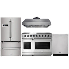 Thor Kitchen 4-Piece Appliance Package - 48" Gas Range, French Door Refrigerator, and Dishwasher in Stainless Steel