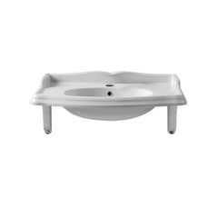 WHITEHAUS 35″ Isabella Collection Large Rectangular Wall Mount Basin with Integrated Oval Bowl and Ceramic Shelf Supports – AR864-Mnslen
