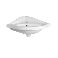 WHITEHAUS 29″ Isabella Collection Corner Wall Mount Basin with Oval Bowl, Backsplash, Dual Soap Ledges and Overflow – AR884
