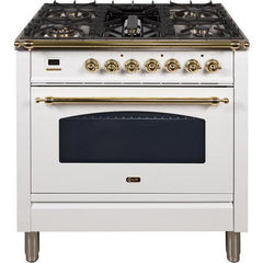 ILVE 36" Nostalgie Series Freestanding Single Oven Gas Range with 5 Sealed Burners and Griddle (UPN90FDV) - Ate and Drank