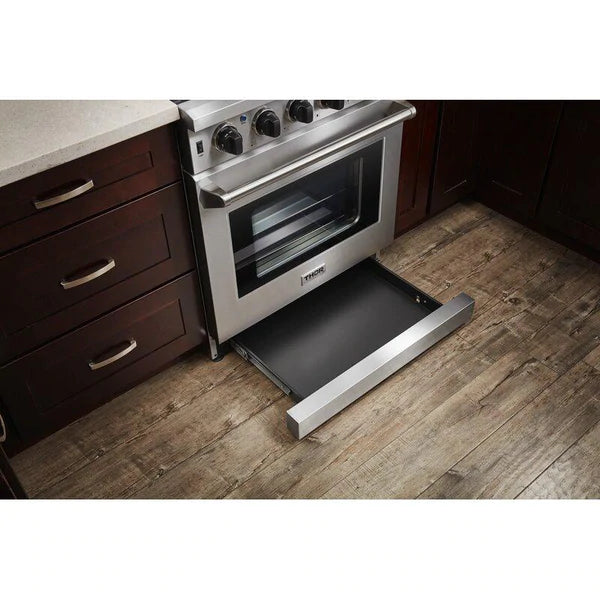 Thor Kitchen Package - 30 in. Gas Range, Range Hood, Refrigerator with Water and Ice Dispenser, Dishwasher, Wine Cooler