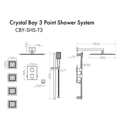 ZLINE Crystal Bay Thermostatic Shower System - CBY-SHS-T3