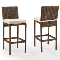 Crosley Bradenton 17.63 Inch 2pc Outdoor Wicker Bar Height Bar Stool Set - CO7134WB