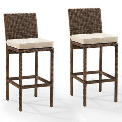 Crosley Bradenton 17.63 Inch 2pc Outdoor Wicker Bar Height Bar Stool Set - CO7134WB