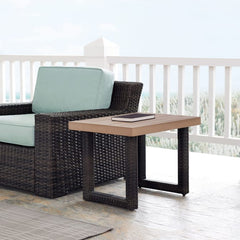 Crosley Beaufort 25.75 Inch Outdoor Wicker Side Table Brown - CO7229-BR