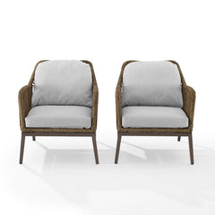 Crosley Haven 2pc Outdoor Wicker Armchair Set Light Grey - CO7361LB-LG