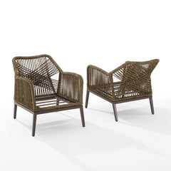Crosley Haven 2pc Outdoor Wicker Armchair Set Light Grey - CO7361LB-LG