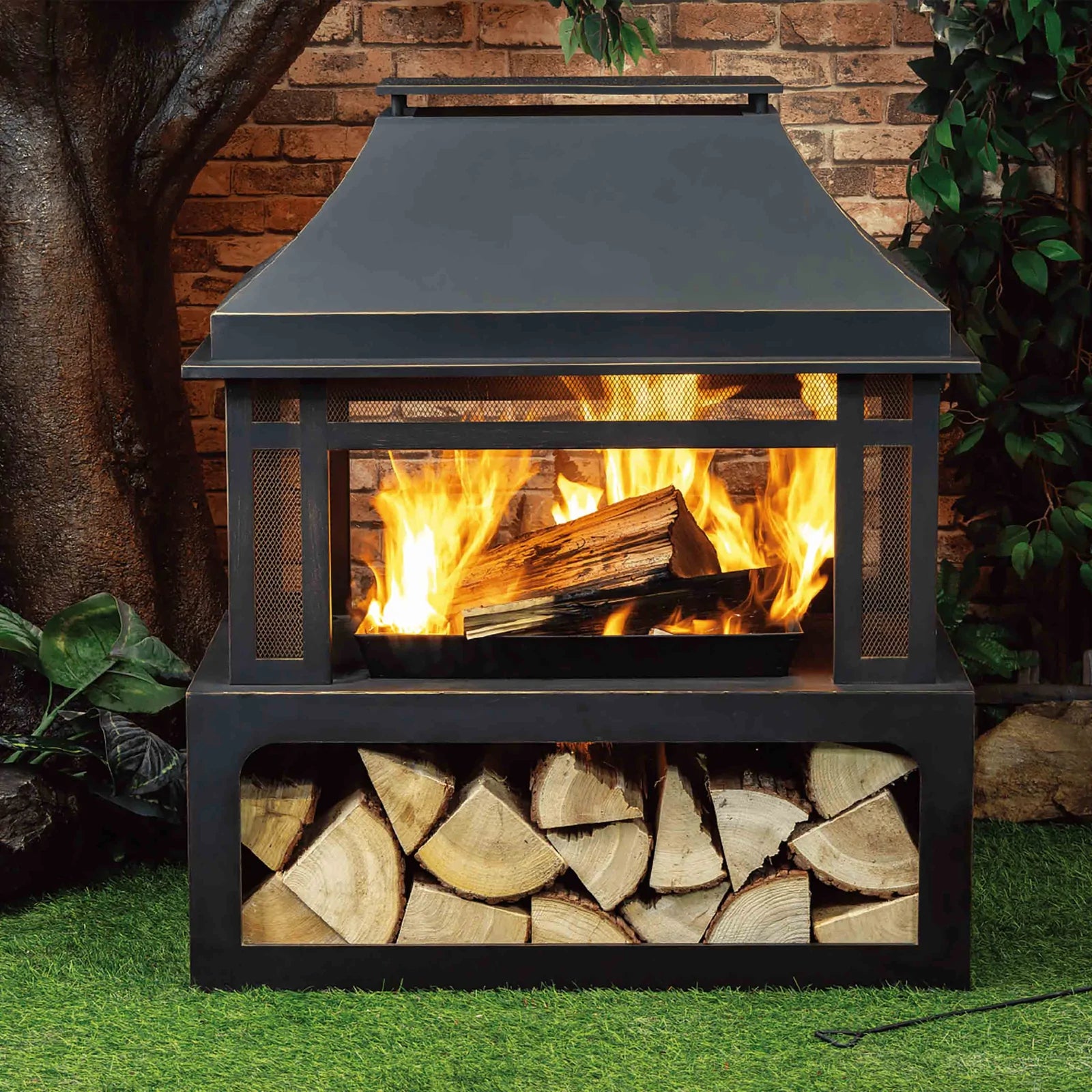 Deko Living 40" Metal Wood Burner Fireplace - COB10501