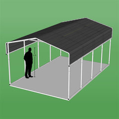 Aleko Galvanized Steel Carport and Canopy Shelter - 12 x 29/23/20 Feet - CPM