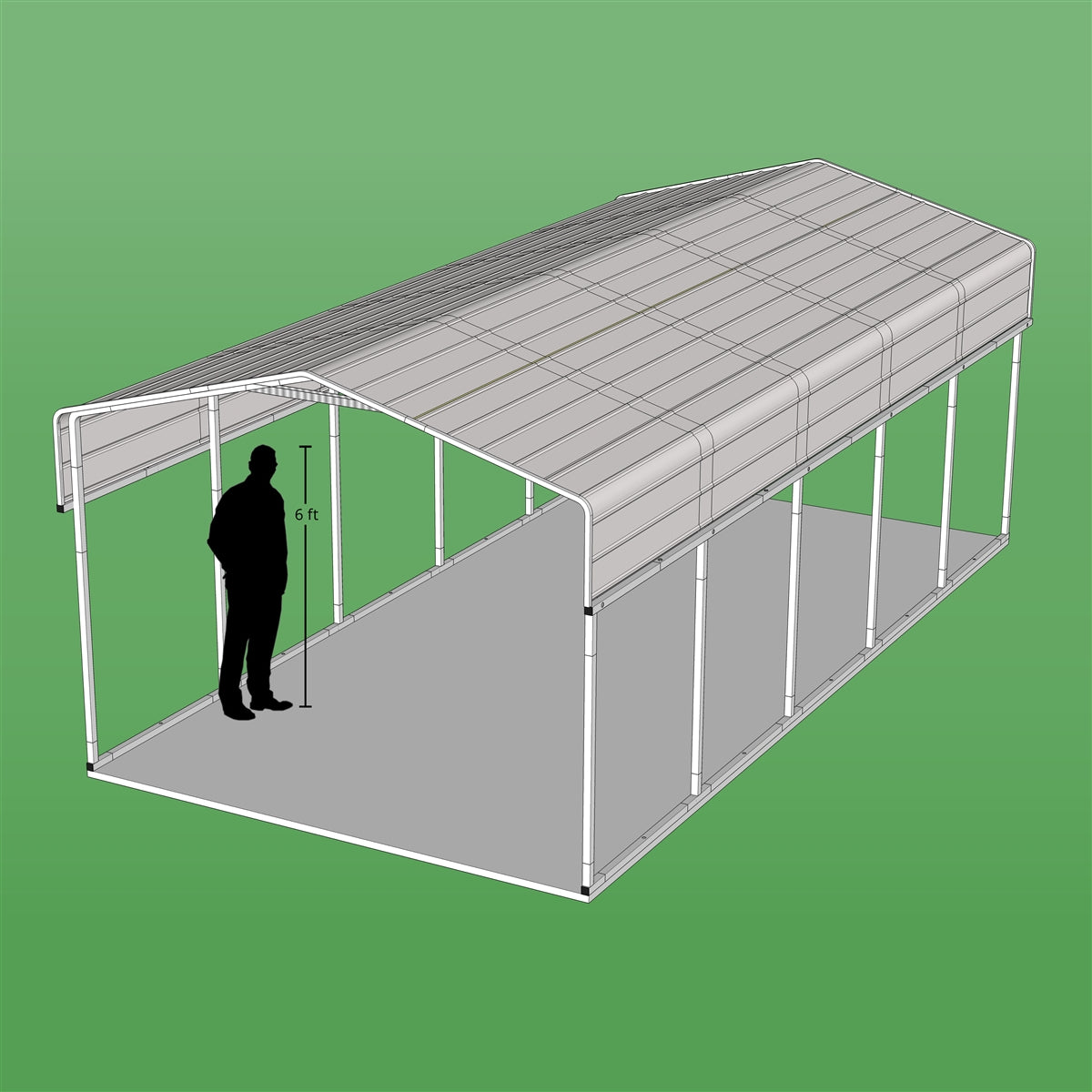 Aleko Galvanized Steel Carport and Canopy Shelter - 12 x 29/23/20 Feet - CPM