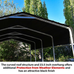 Aleko Galvanized Steel Carport and Canopy Shelter - 12 x 29/23/20 Feet - CPM