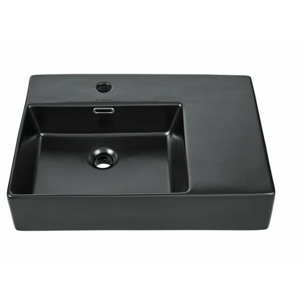 Swiss Madison St. Tropez 24 x 18 Ceramic Wall Hung Sink with Left Side Faucet Mount, Matte Black - SM-WS322MB