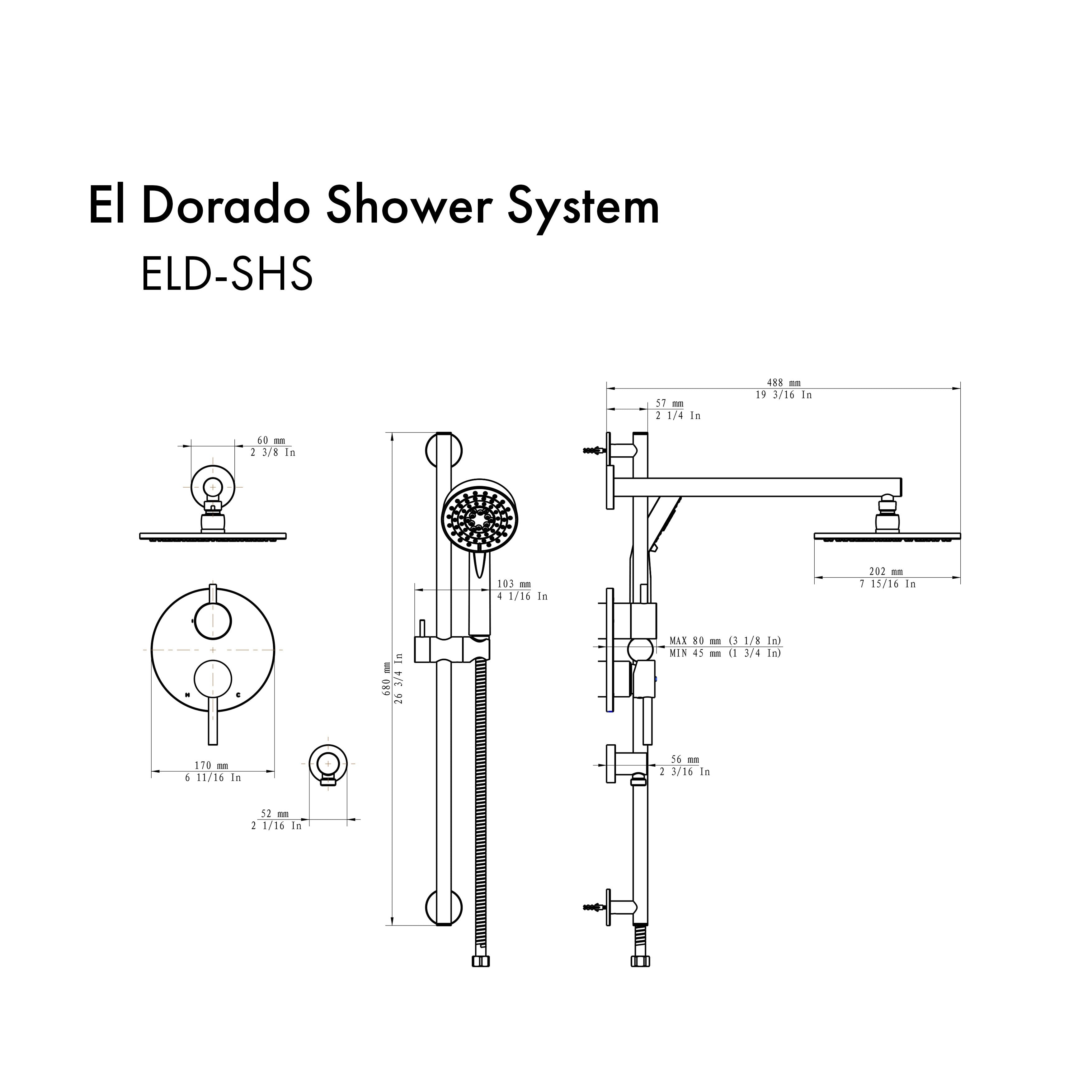 ZLINE El Dorado Shower System in Brushed Nickel, ELD-SHS