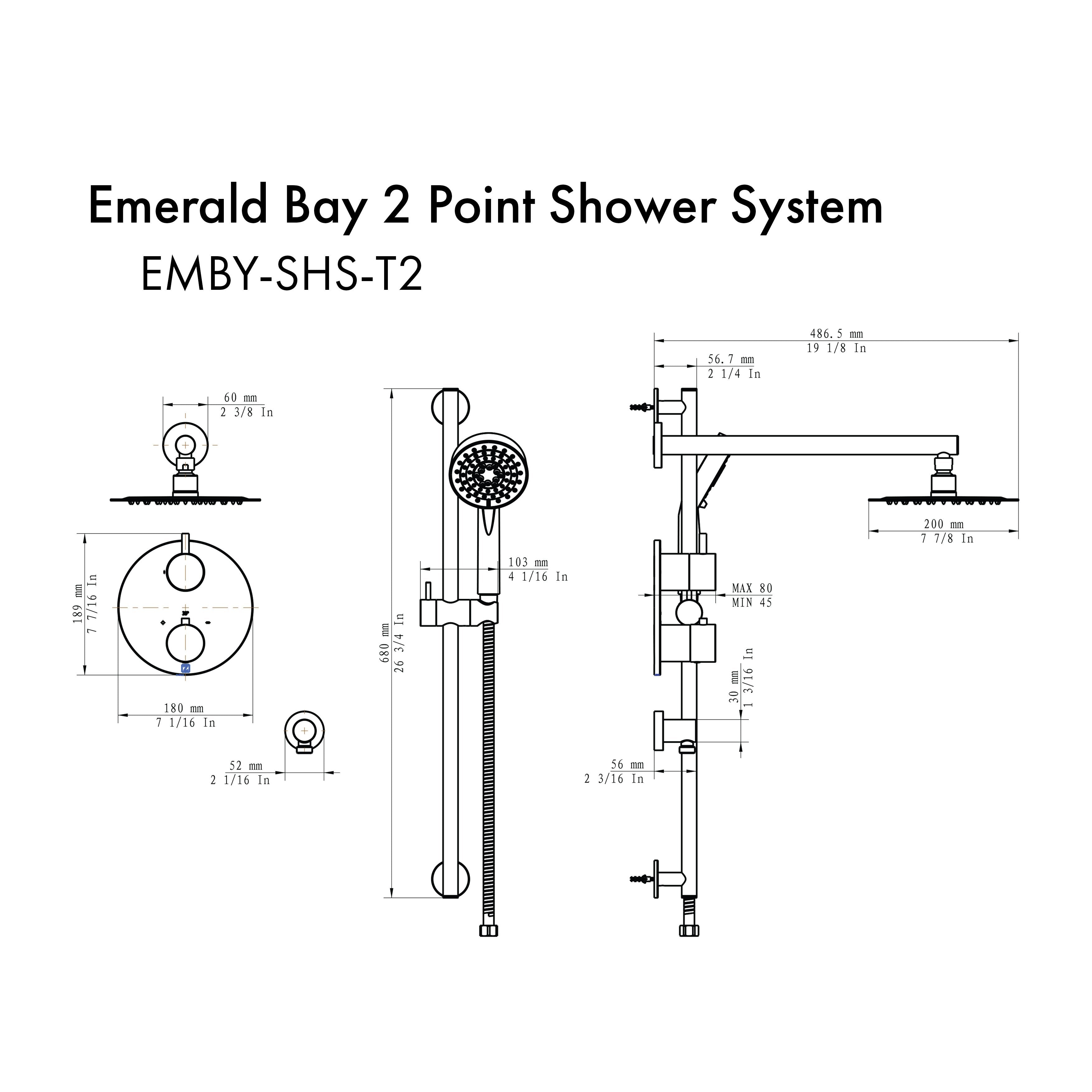 ZLINE Emerald Bay Thermostatic Shower System - EMBY-SHS-T2
