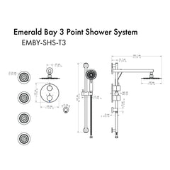 ZLINE Emerald Bay Thermostatic Shower System in Brushed Nickel, EMBY-SHS-T3