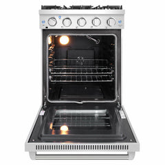 Cosmo 24" Slide-In Freestanding Gas Range with 4 Sealed Burners, Cast Iron Grates, 3.73 cu. ft. Capacity Convection Oven in Stainless Steel - COS-EPGR244