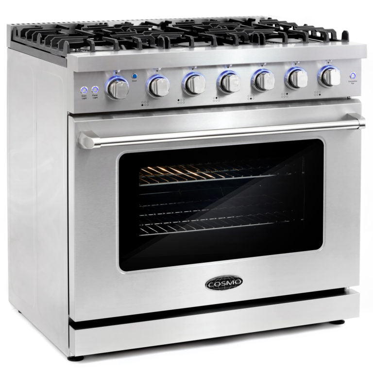 Cosmo 36" Commercial Gas Range with 6.0 cu. ft. Convection Oven in Stainless Steel with Storage Drawer - COS-EPGR366