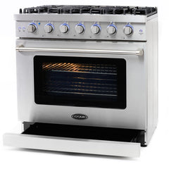 Cosmo 36" Commercial Gas Range with 6.0 cu. ft. Convection Oven in Stainless Steel with Storage Drawer - COS-EPGR366