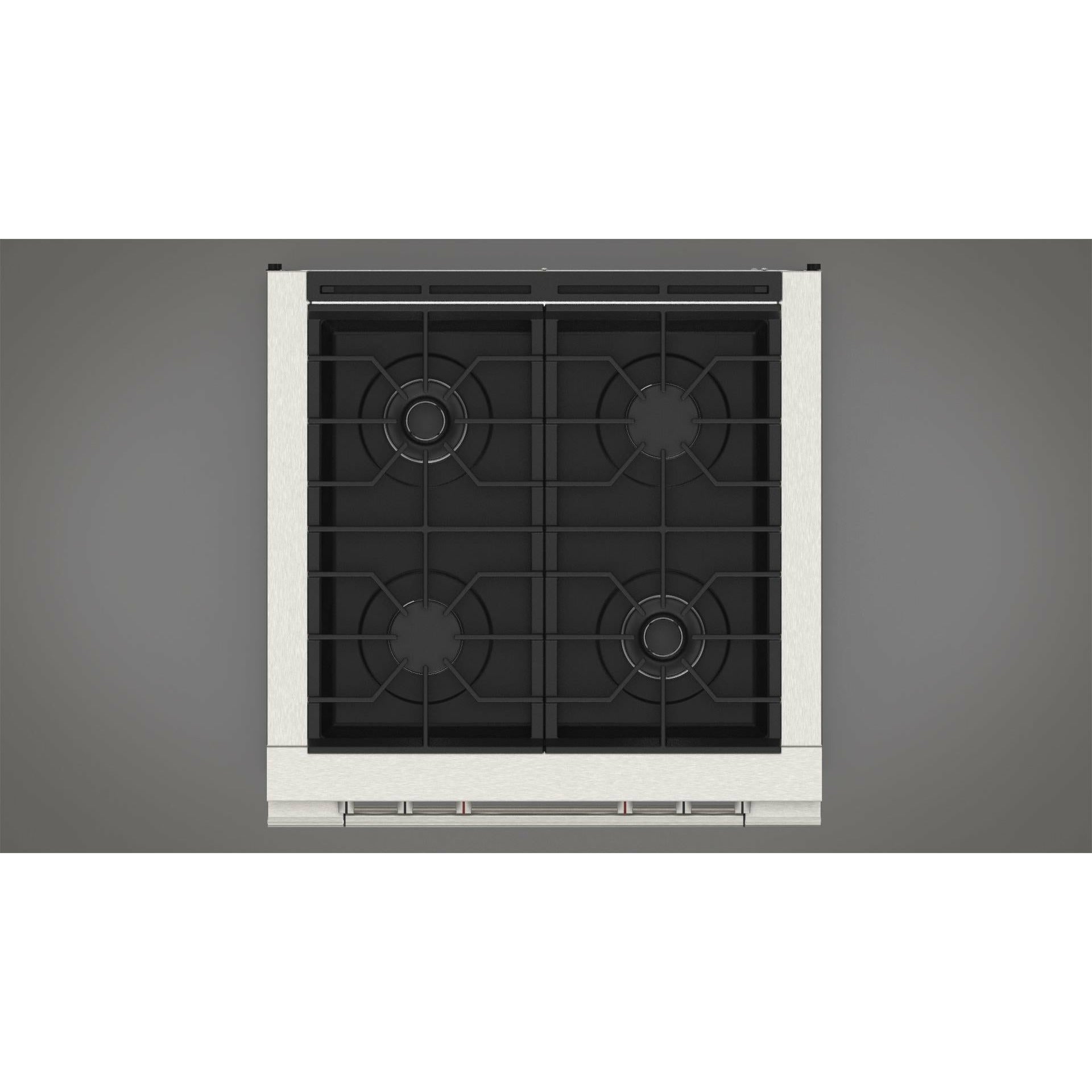 Fulgor Milano 30" Pro-Style Dual Fuel Range with 4 Sealed Burners,  4.4 Cu. Ft. Capacity w/  Stainless Steel - F4PDF304S1