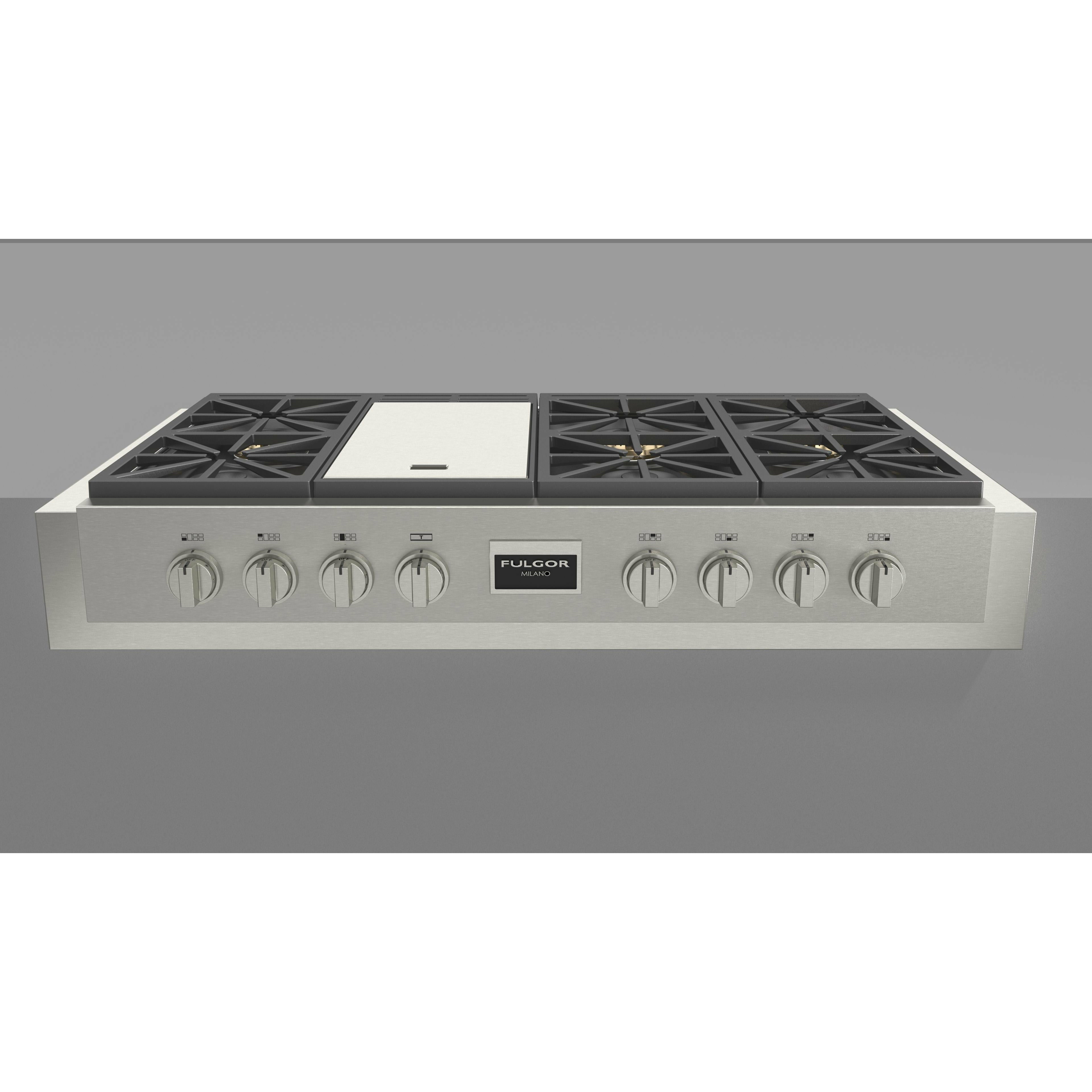 Fulgor Milano 48" Gas Rangetop with 6 Sealed Burners, Stainless Steel - F6GRT486GS1