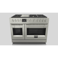 Fulgor Milano Package 48" Dual Fuel Range, 36" French Door Refrigerator, 48" Wall Range Hood and 24" Built-In Dishwasher