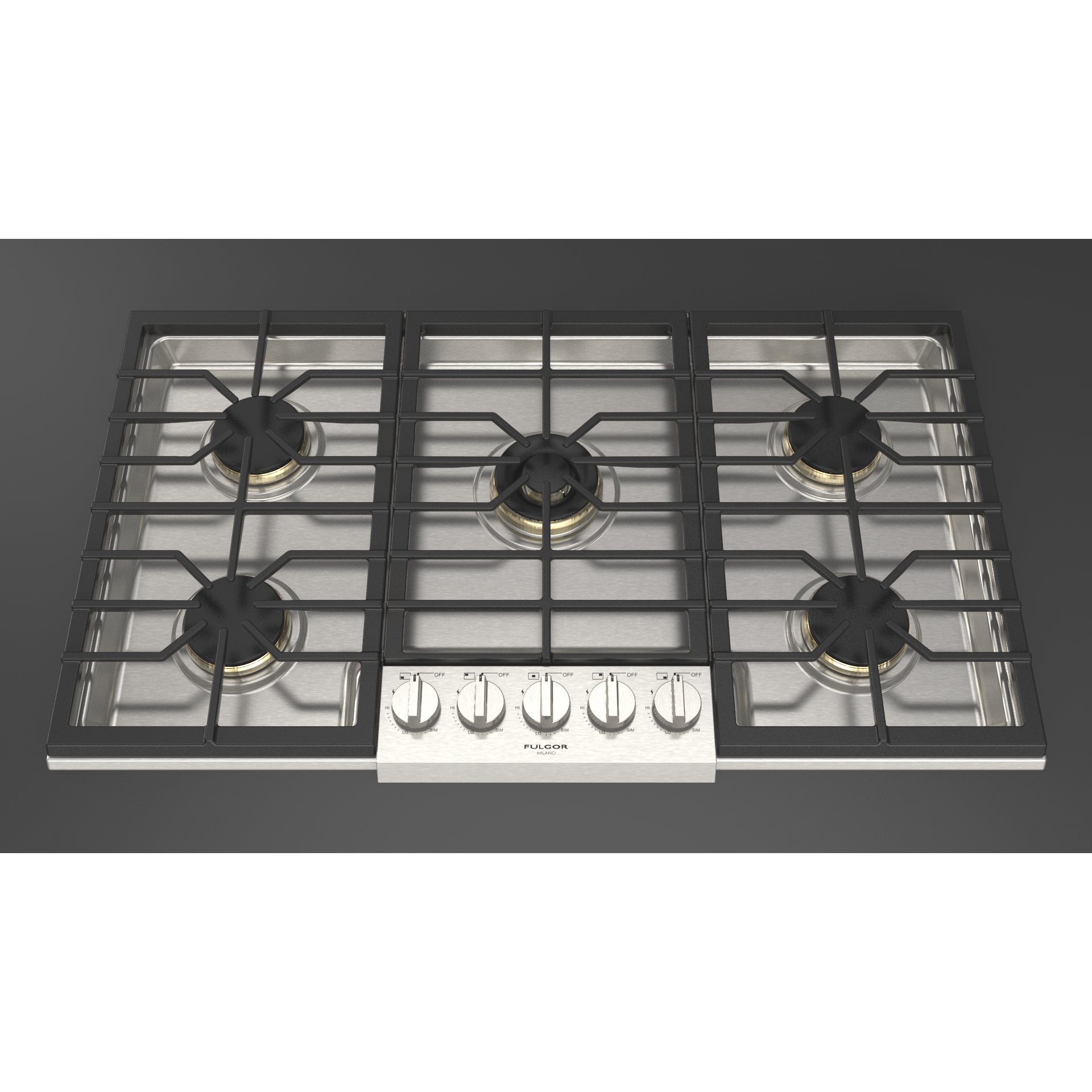 Fulgor Milano 36" Pro-Style Natural Gas Cooktop with 1 Solid Brass Dual-Flame Burner - F6PGK365S1