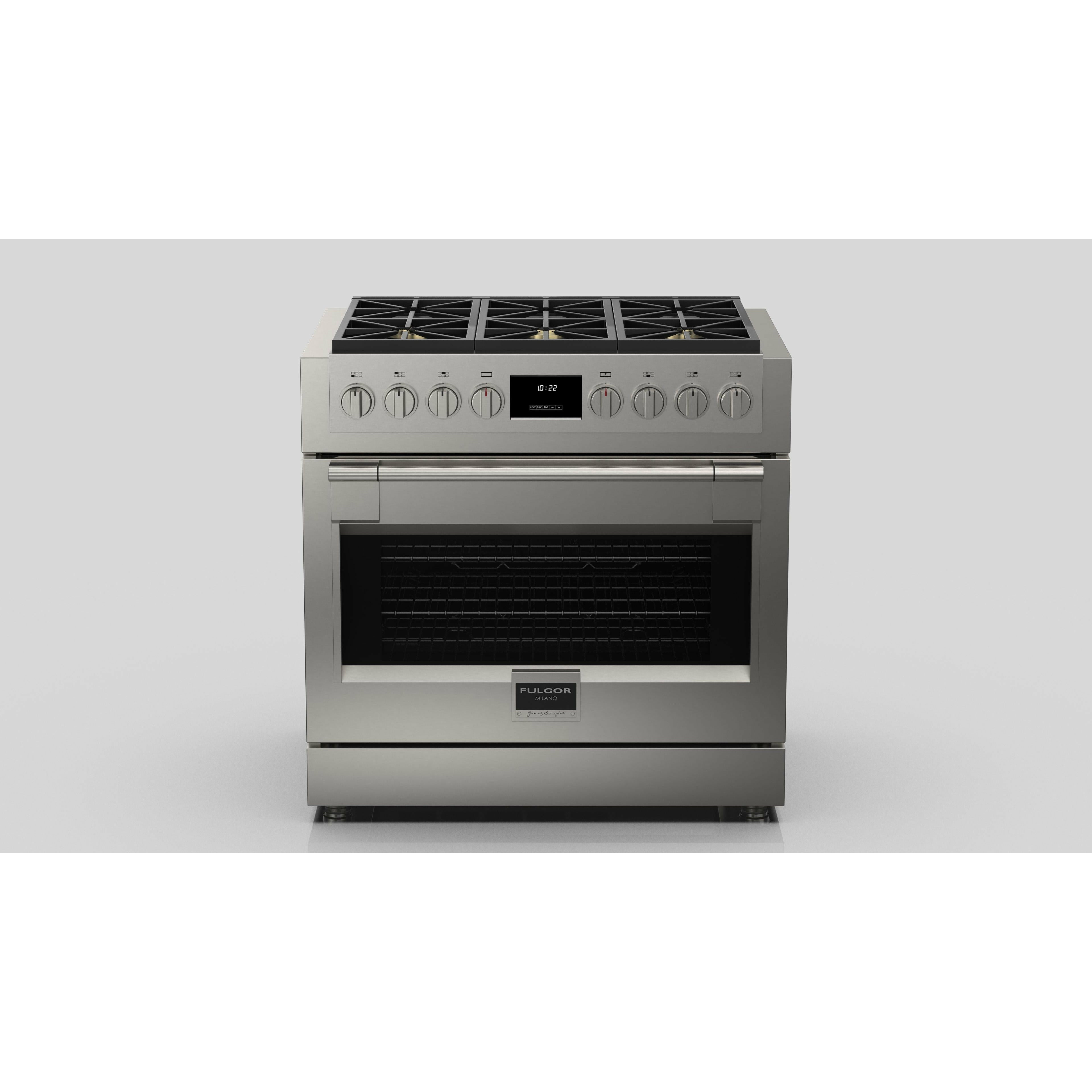 Fulgor Milano 36" Professional Gas Range with 6 Dual-Flame Burners, 5.7 cu. ft. Capacity, Stainless Steel - F6PGR366S2