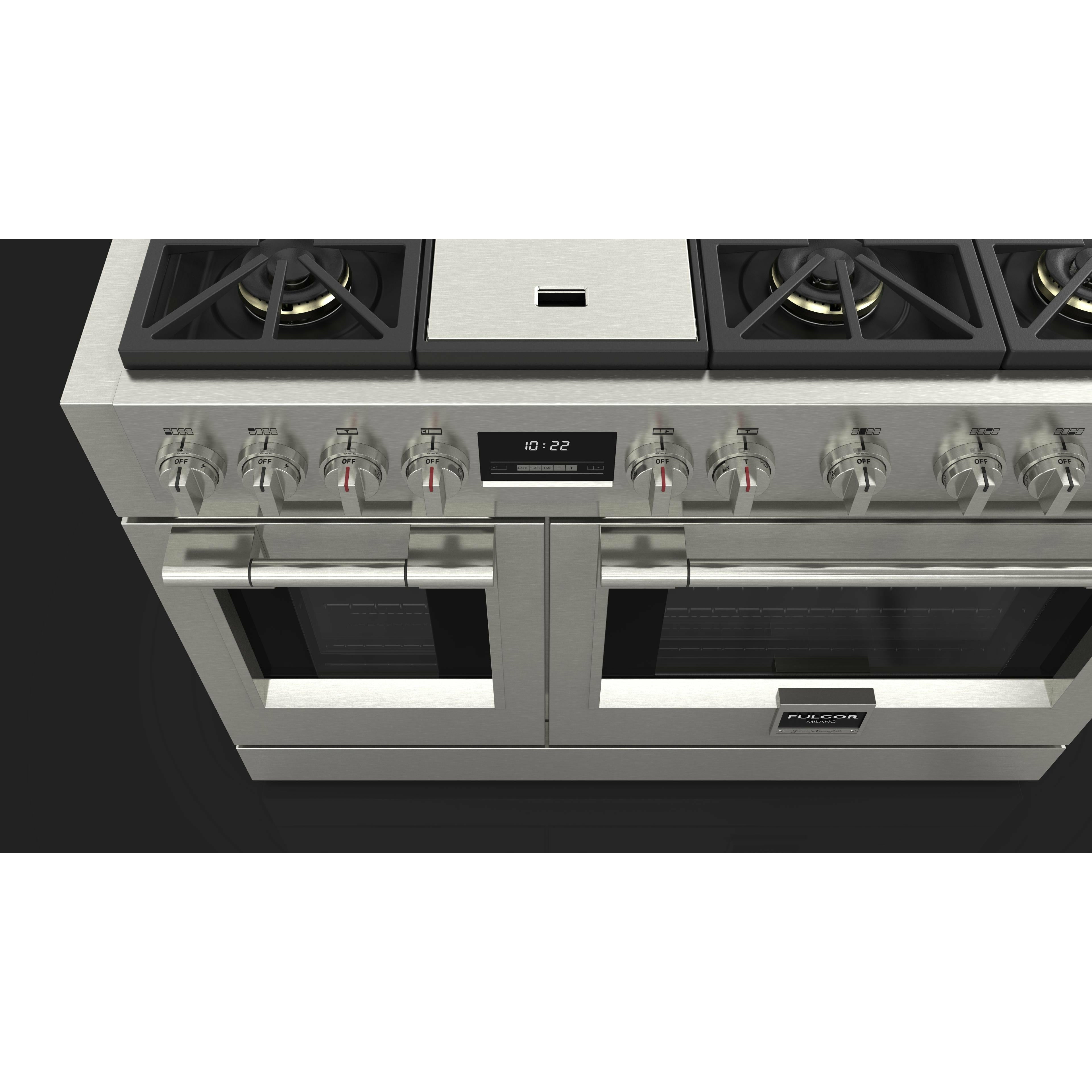 Fulgor Milano 48" Freestanding Professional All Gas Range with 6 Dual Flame Sealed Burners, Stainless Steel - F6PGR486GS2