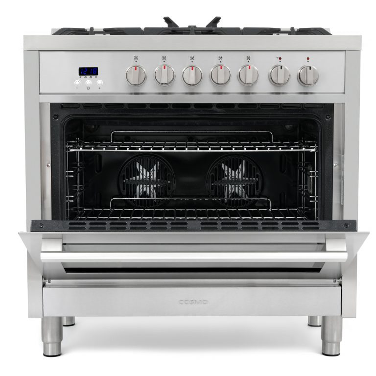Cosmo Commercial-Style 36" Single Oven Dual Fuel Range with 8 Function 3.8 cu. ft.  Convection Oven in Stainless Steel - COS-F965