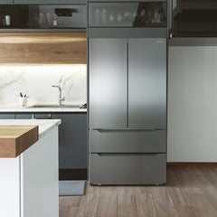 Cosmo 36" Refrigerator with Recessed Handle 22.5 cu. ft. 4-Door French Door in Stainless Steel, Counter Depth - COS-FDR225RHSS