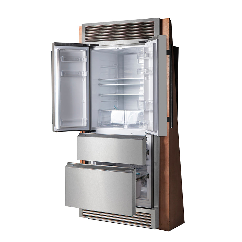 Forno 33 in. 19 cu.ft. French Door Refrigerator in Stainless Steel w/ Trim Kit - FFFFD1907-37SG