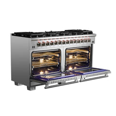 Forno 60" Capriasca Dual Fuel Range with 240v Electric Oven - 10 Sealed Burners and 200,000 BTUs - FFSGS6187-60