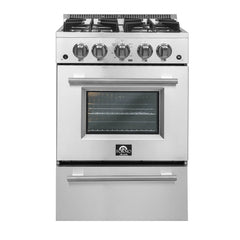 Forno 24" Breno Gas Range with 4 Burners and 38,000 BTUs in Stainless Steel - FFSGS6272-24